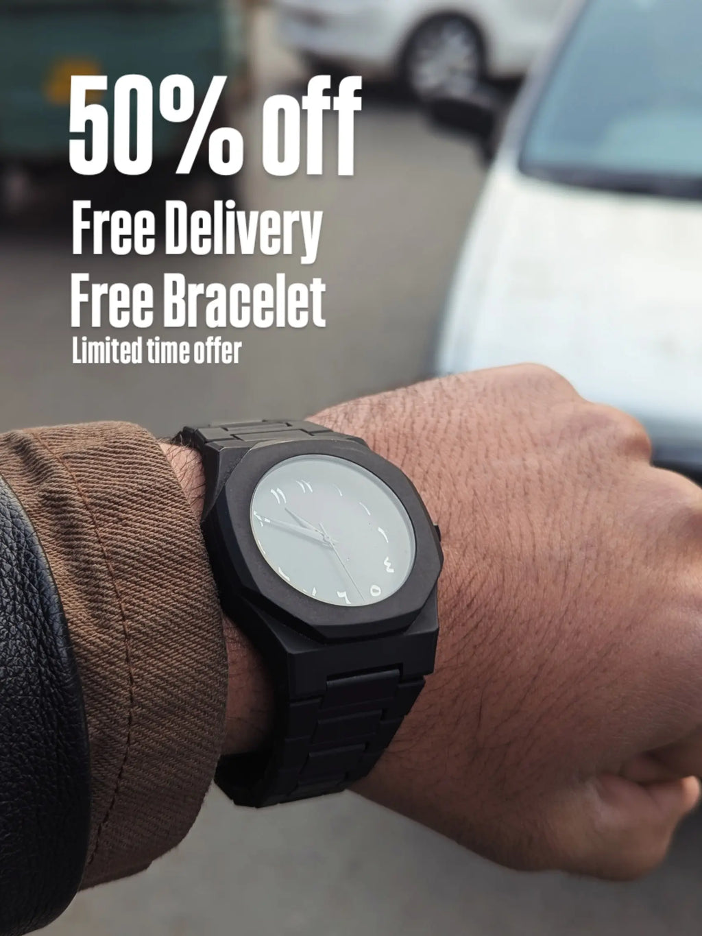Arabic Dial Watch Get - (Free Delivery + Bracelet)
